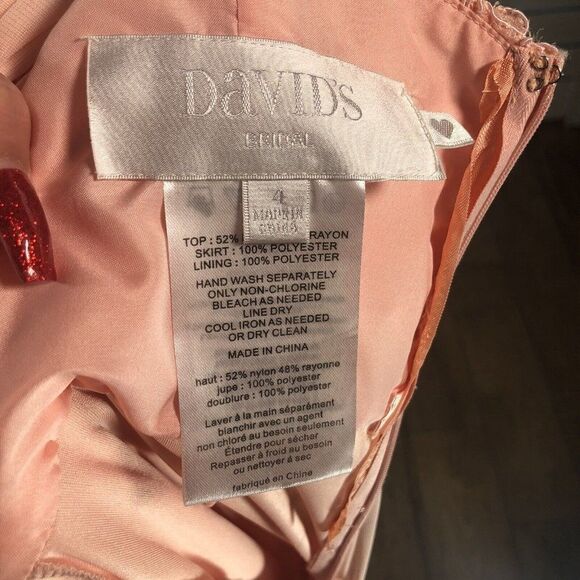 Peach Cocktail Dress 4 Pink Lace Chiffon Bridesmaid Dance Halter Homecoming Prom - Picture 10 of 10